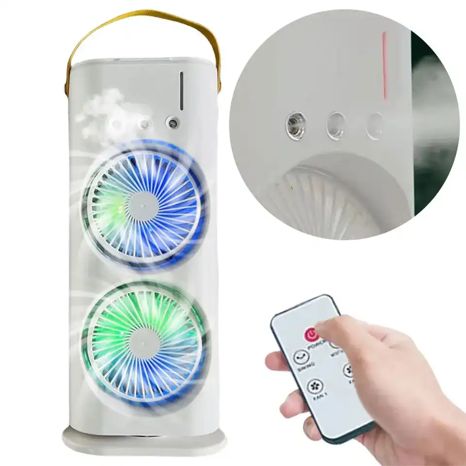 Rechargeable Remote Control Double Head Spray Cooling Fan