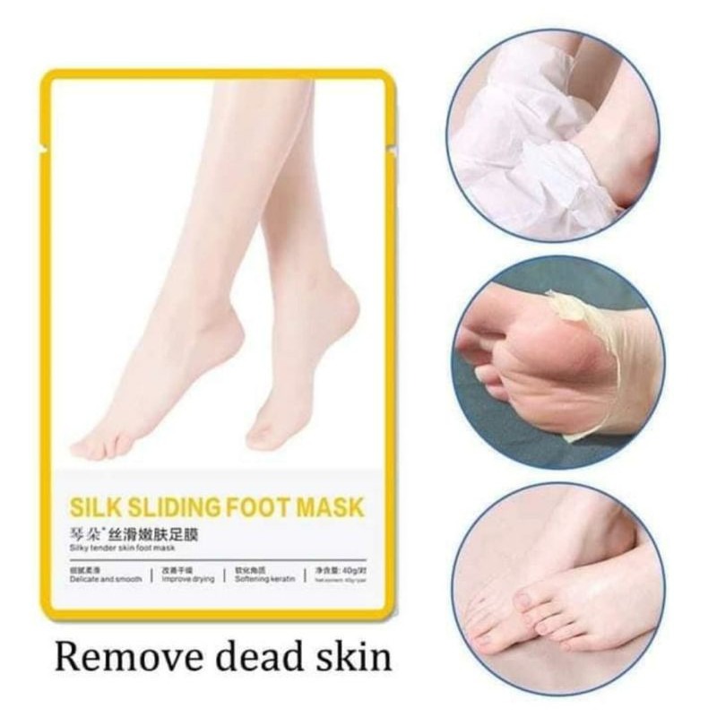 SILK SLIDING FOOT MASK for Dry Cracked Feet Heel Repair for Women - Exfoliating Feet Peeling Mask Skincare Product (Pack of 01)